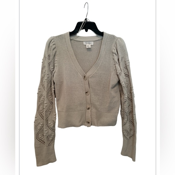Women’s Jessica Simpson, Khaki Crochet Cardigan, Large - Picture 3 of 8